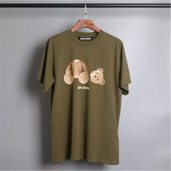 Palm Angels Teddy Bear Print Olive Green T-Shirt - 1