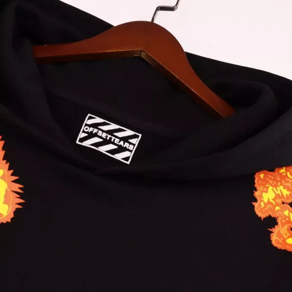 Off-White Floral Flame Print Black Hoodie - 8