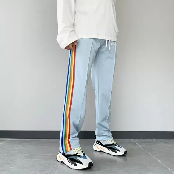 Palm Angels Rainbow Stripe Track Pants Light Blue Sweatpants - 1