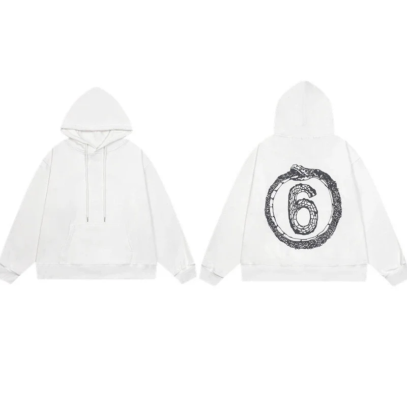 MM6 Autumn and Winter Loose Jacket Casual Hooded Sweatshirt Trendy Print