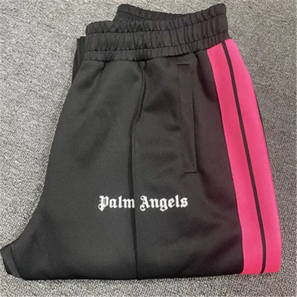 Palm Angels Track Pants Black Pink Stripe Sweatpants - 1