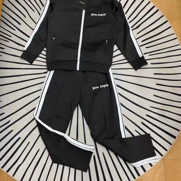 Palm Angels Track Suit Black White Striped Tracksuit - 1