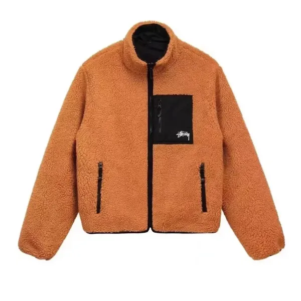 Design 8-Ball Sherpa Jacket Beige and Black Outerwear - 10