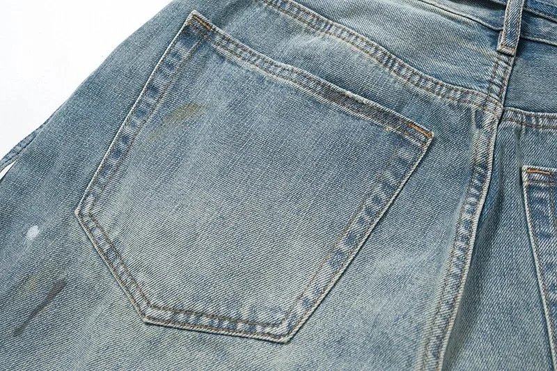 Acid Wash Hand-Painted Denim Shorts photo 8