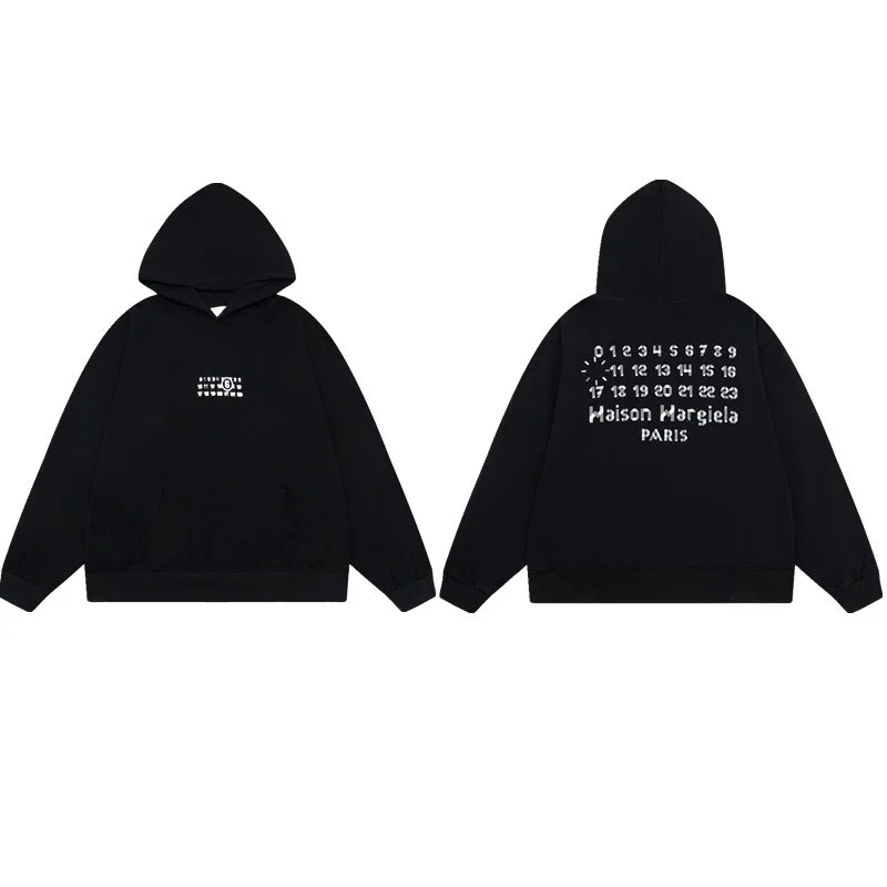 MM6 Autumn and Winter Loose Jacket Casual Hooded Sweatshirt Trendy Print