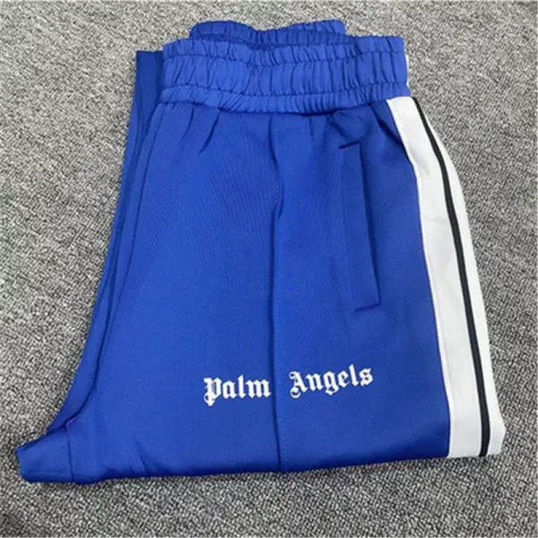 Palm Angels Track Pants Blue with White Stripe Sweatpants - 1