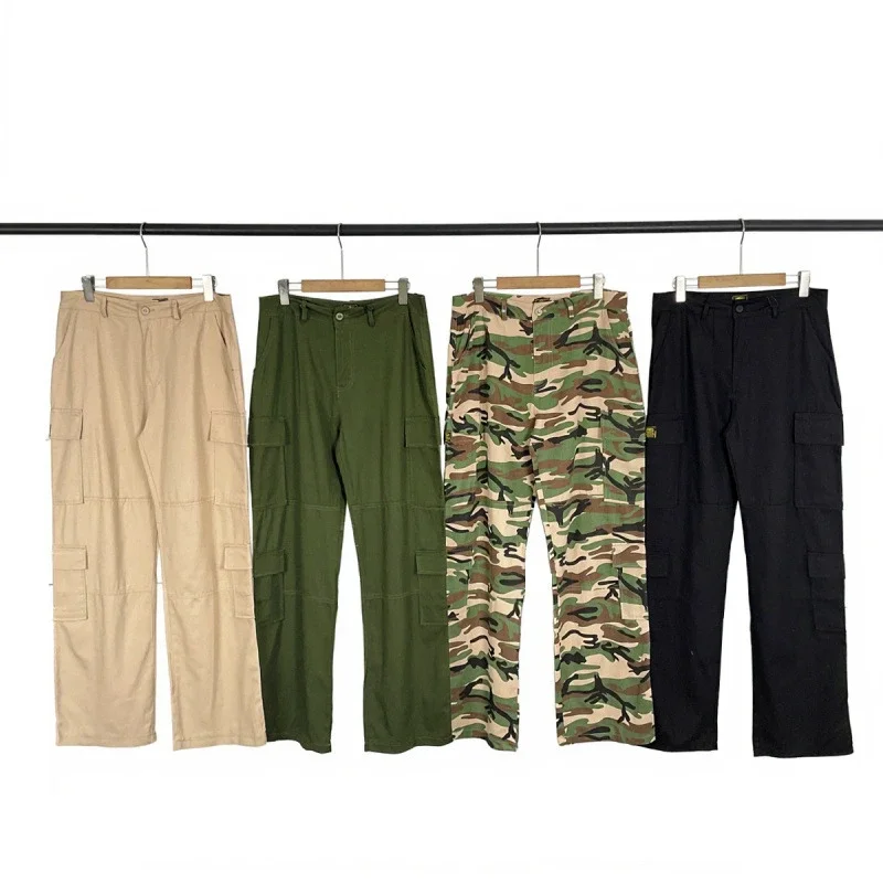 American trendy street work wear straight casual camouflage trousers for men product image