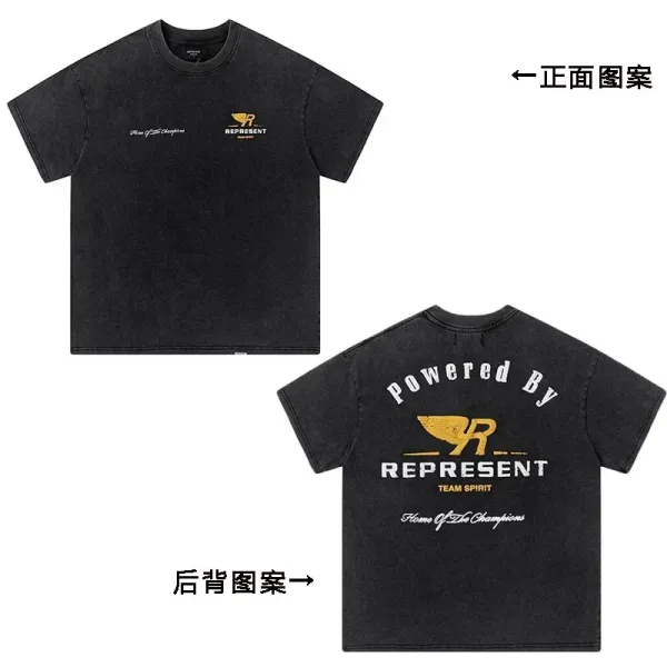 Represent Powered By Team Spirit Black Washed T-Shirt - 1
