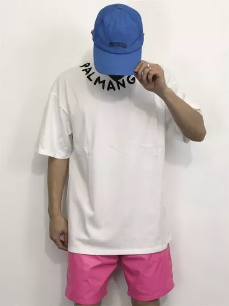 Design Oversized Graphic T-Shirt in Beige with Blue Shorts Set - 21