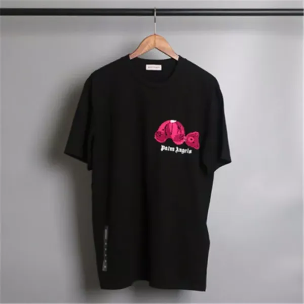 Palm Angels Teddy Bear Embroidered Black T-Shirt - 1