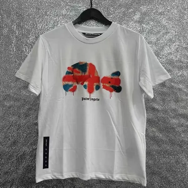 Palm Angels Painted Bear White T-Shirt - 1