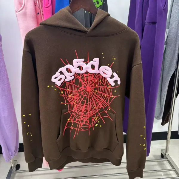SP5DER Spider Web Hoodie Brown - 1