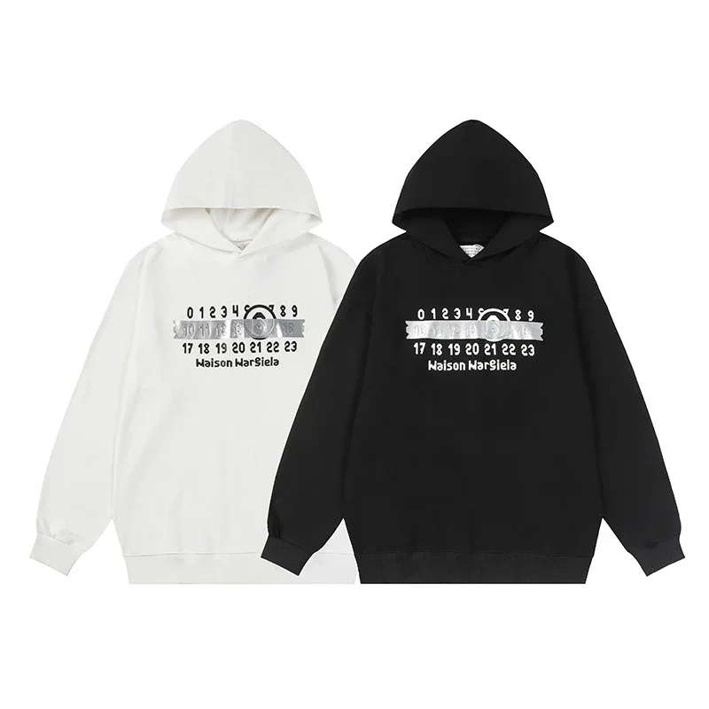 MM6 Autumn and Winter Loose Jacket Casual Hooded Sweatshirt Trendy Print