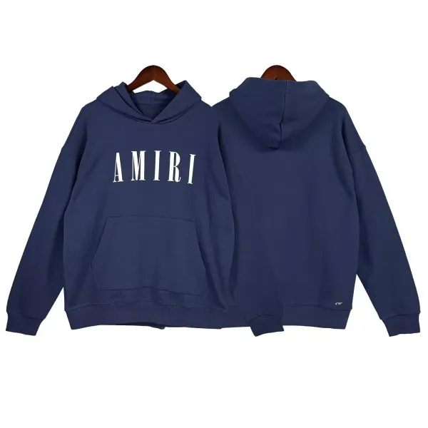 Amiri Logo Hoodie Navy Blue - 12