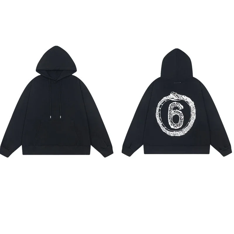 MM6 Autumn and Winter Loose Jacket Casual Hooded Sweatshirt Trendy Print