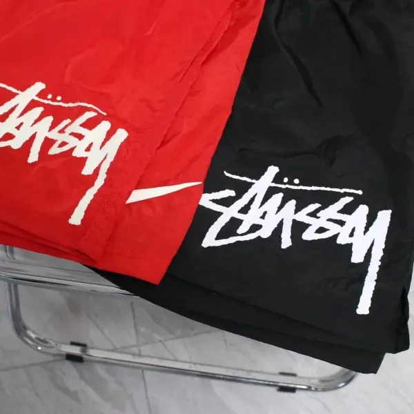 Stussy Logo Print Nylon Shorts Red - 10