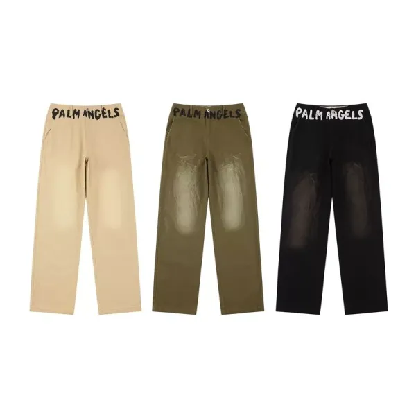 Palm Angels Logo Waistband Pants Army Green - 3