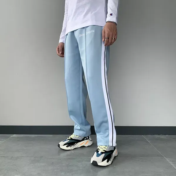 Palm Angels Track Pants Light Blue with White Side Stripe Pants - 1