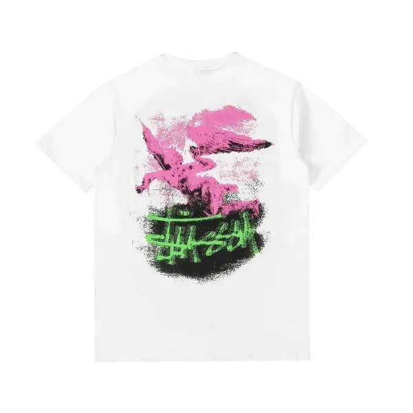 Stussy Graphic Print T-Shirt White and Black - 3