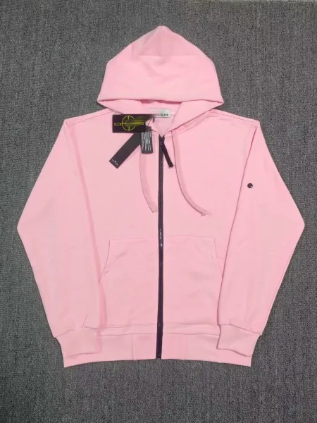 Stone Island Zip-Up Hoodie Pink - 1