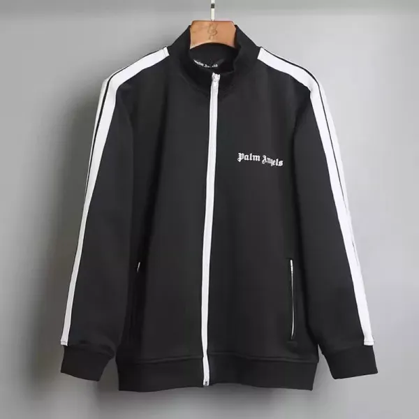 Palm Angels Track Jacket Black with White Stripes Outerwear - 1