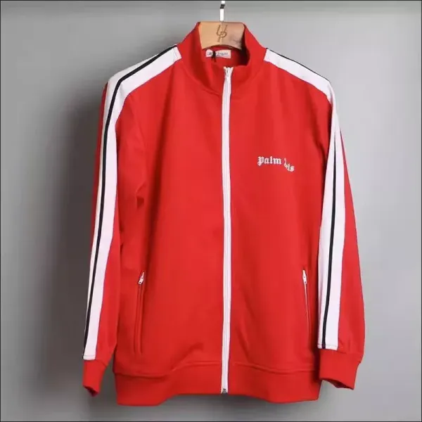 Palm Angels Track Jacket Red with White and Black Stripes Outerwear - 1