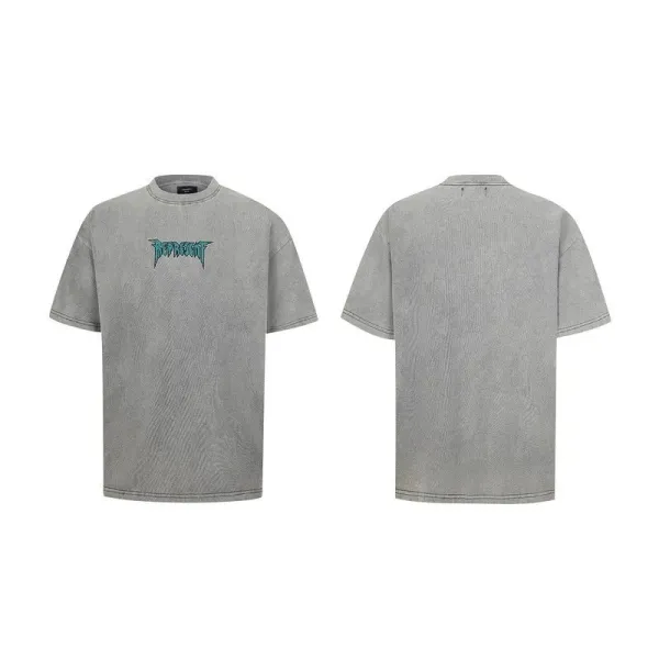 Design Acid Wash Gray Graphic T-Shirt - 1