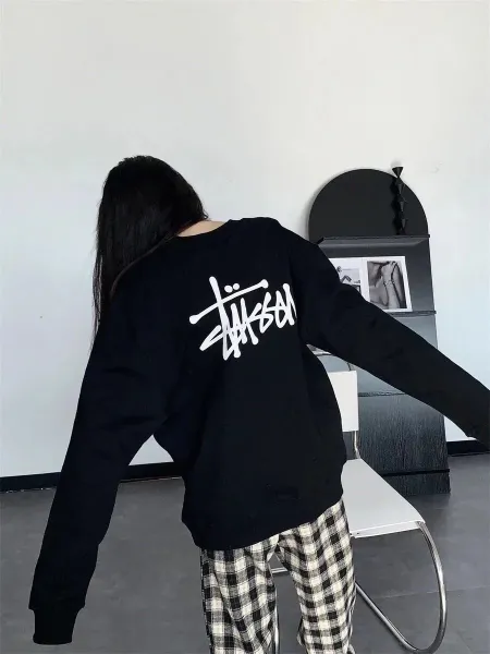 Stussy Classic Logo Oversized Sweatshirt Brown Hoodie - 8