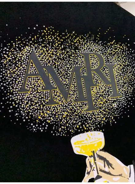 Amiri Champagne Glass Graphic Black T-Shirt - 12