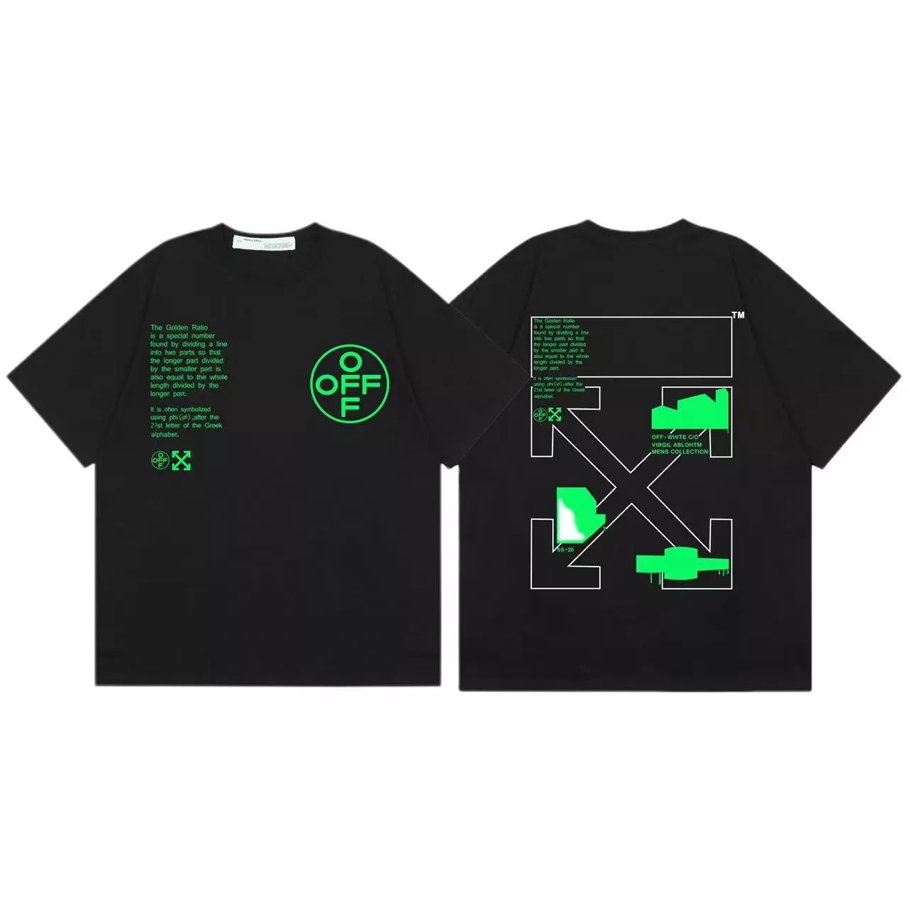 Off-White Golden Ratio Neon Green Print T-Shirt - 1