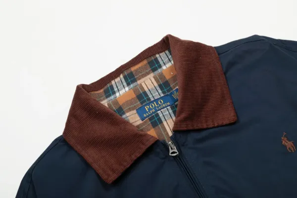 Polo Ralph Lauren Windbreaker Navy with Corduroy Collar Jacket - 16