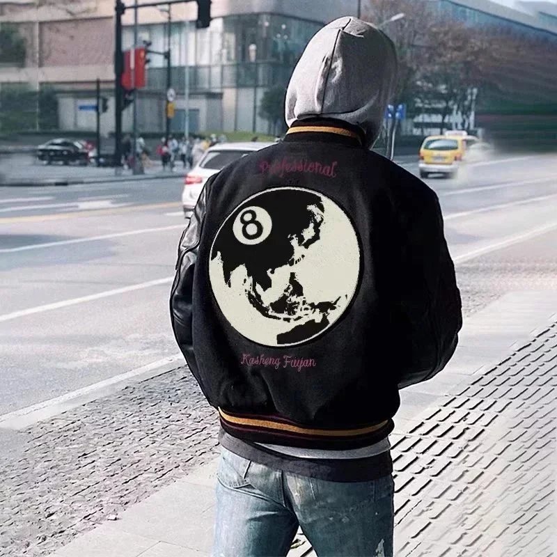 Stussy 40th Anniversary Black 8 Baseball Jacket