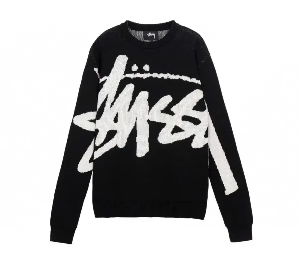 Stussy Oversized Logo Knit Sweater Black - 1