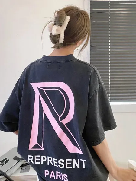 Represent Milan Oversized Washed Black T-Shirt - 8