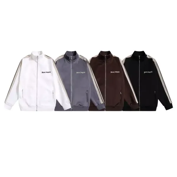 Palm Angels Track Jacket White Beige Stripe Outerwear - 5