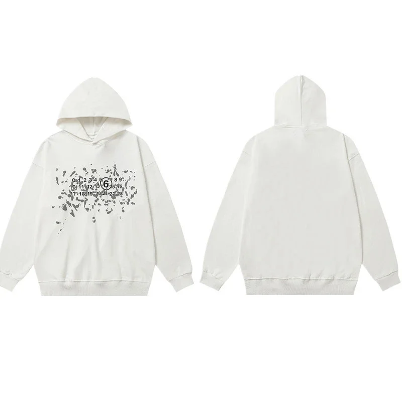 MM6 Autumn and Winter Loose Jacket Casual Hooded Sweatshirt Trendy Print