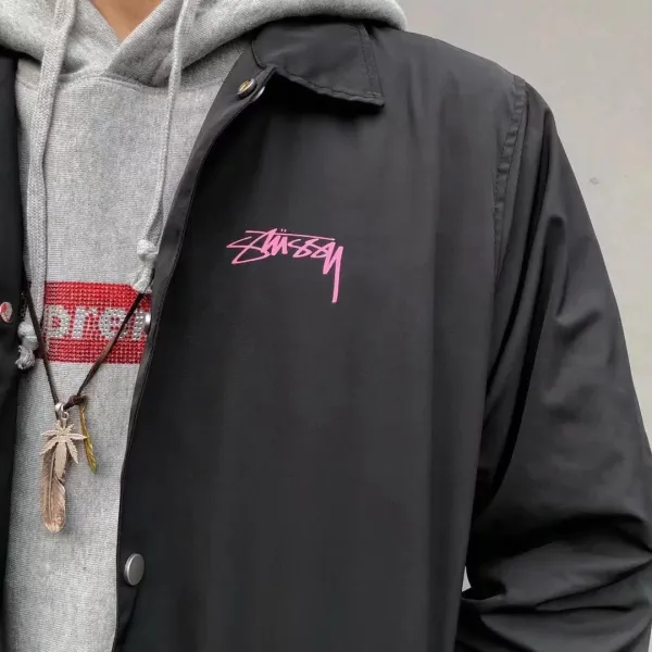 Stussy Script Logo Coach Jacket Forest Green Outerwear - 2