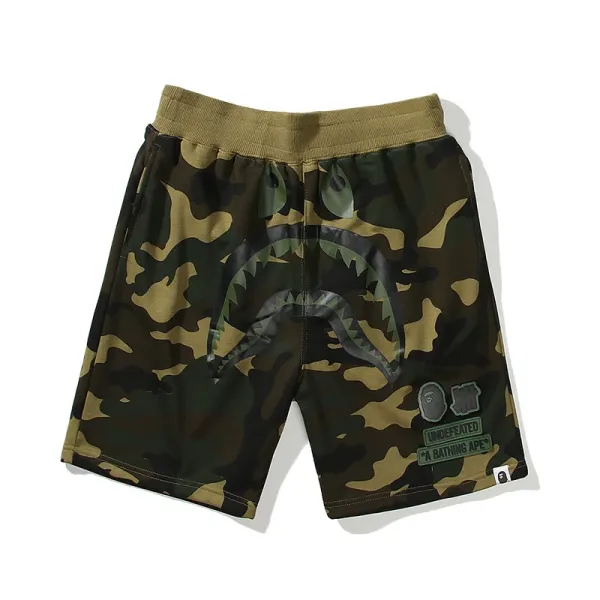 A Bathing Ape Shark Camo Print Black Shorts - 10