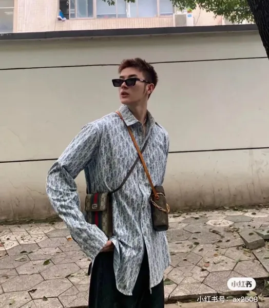 Dior Oblique Print Oversized Shirt Dress White / Gray - 4