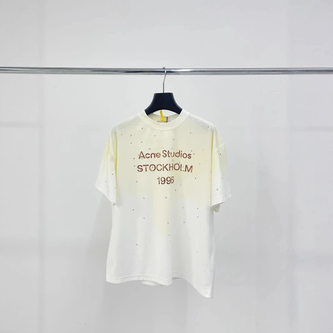 Acne Studios Stockholm 1996 Cream Embellished Graphic T-Shirt