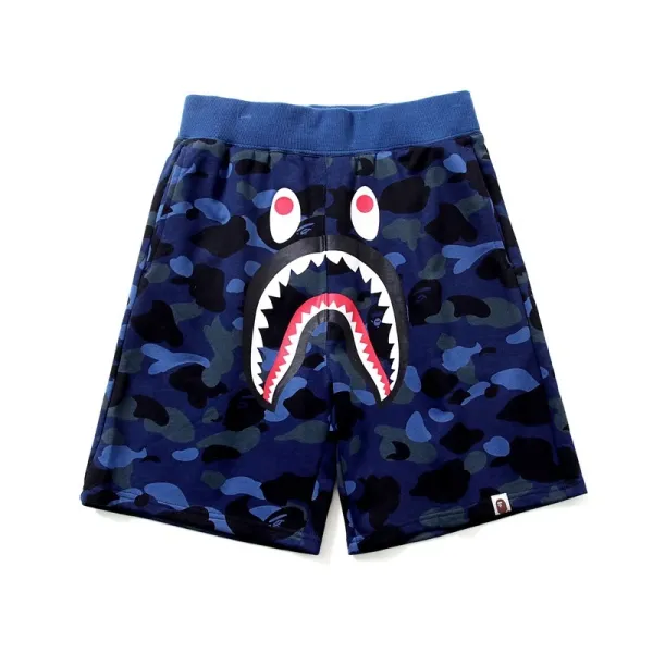 A Bathing Ape Shark Camo Print Black Shorts - 5