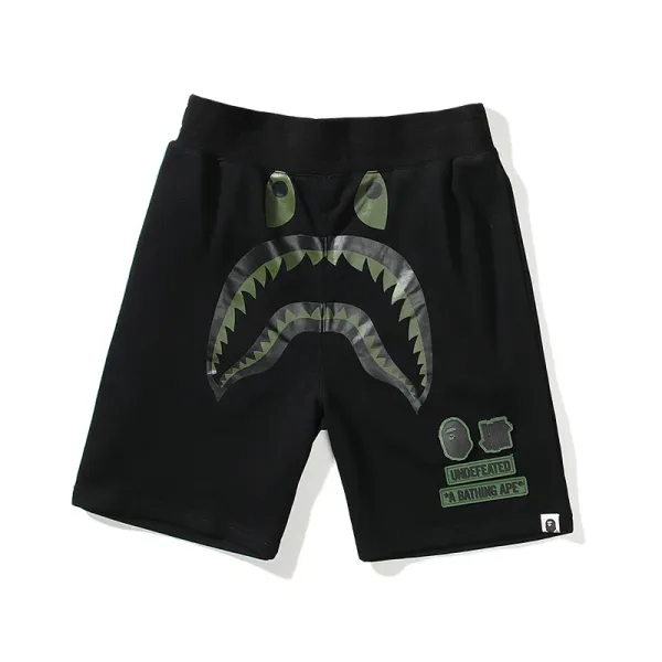 A Bathing Ape Shark Camo Print Black Shorts - 9