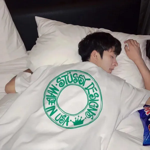 Stussy Designs In USA Green Logo T-Shirt White - 1