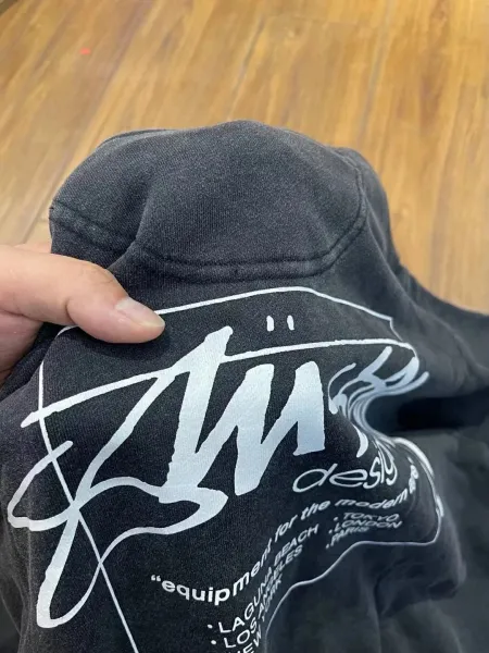Stussy Box Logo Washed Black Hoodie - 5