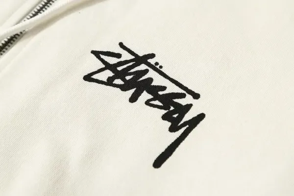 Stussy Flame Logo Zip-Up Hoodie Black and Off-White - 10