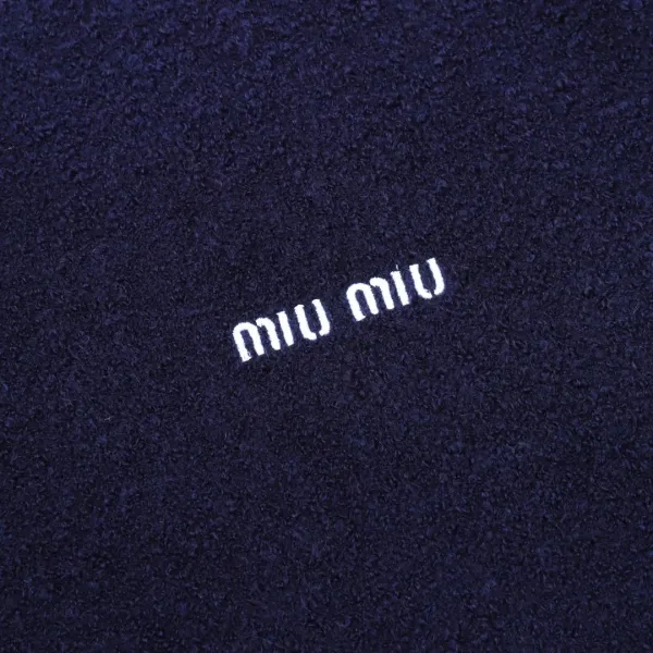 Miu Miu Embroidered Teddy Round-Neck Sweater Navy - 10
