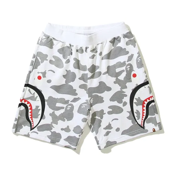 A Bathing Ape Shark Camo Print Black Shorts - 6