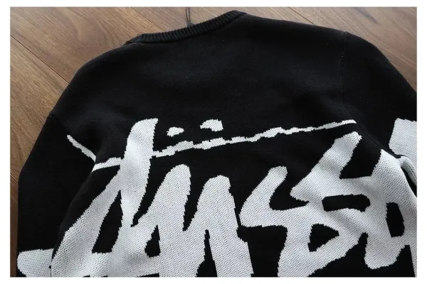 Stussy Script Logo Knit Sweater Black - 7