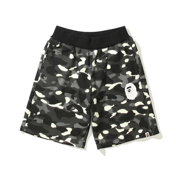 A Bathing Ape Shark Camo Print Black Shorts - 13