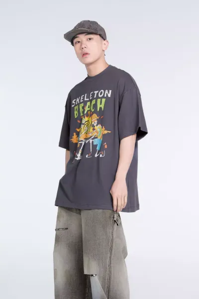 Gallery Dept Skeleton Beach Graphic T-Shirt Charcoal Gray - 13